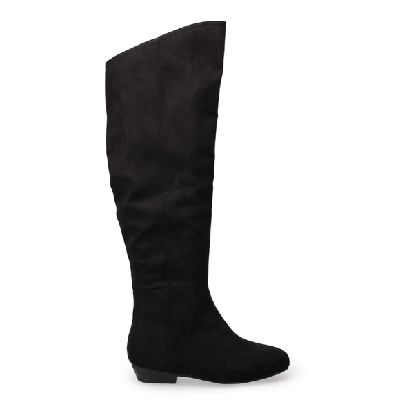 Black Suede Knee High Boots - Picture 2 of 5